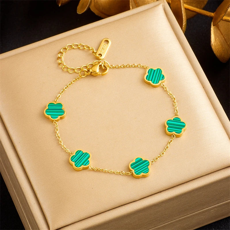 Elegent Five Leaf Flower Jewelry Set