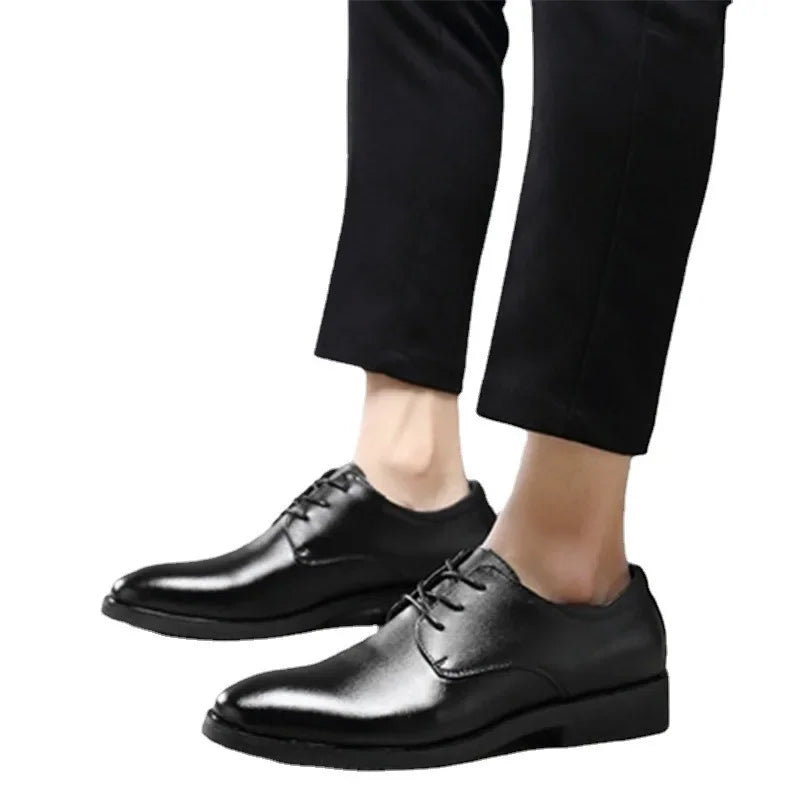 Leather Shoes for Men Formal Dress Wedding Flats British Style Casual Oxfords Non Slip Office Work Designer Shoes - Mozarto Enterprise