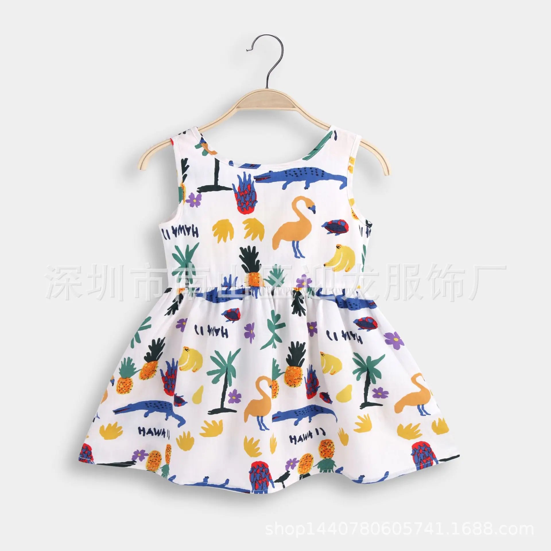 Explore Summer Girls Print Binding Rope Dress