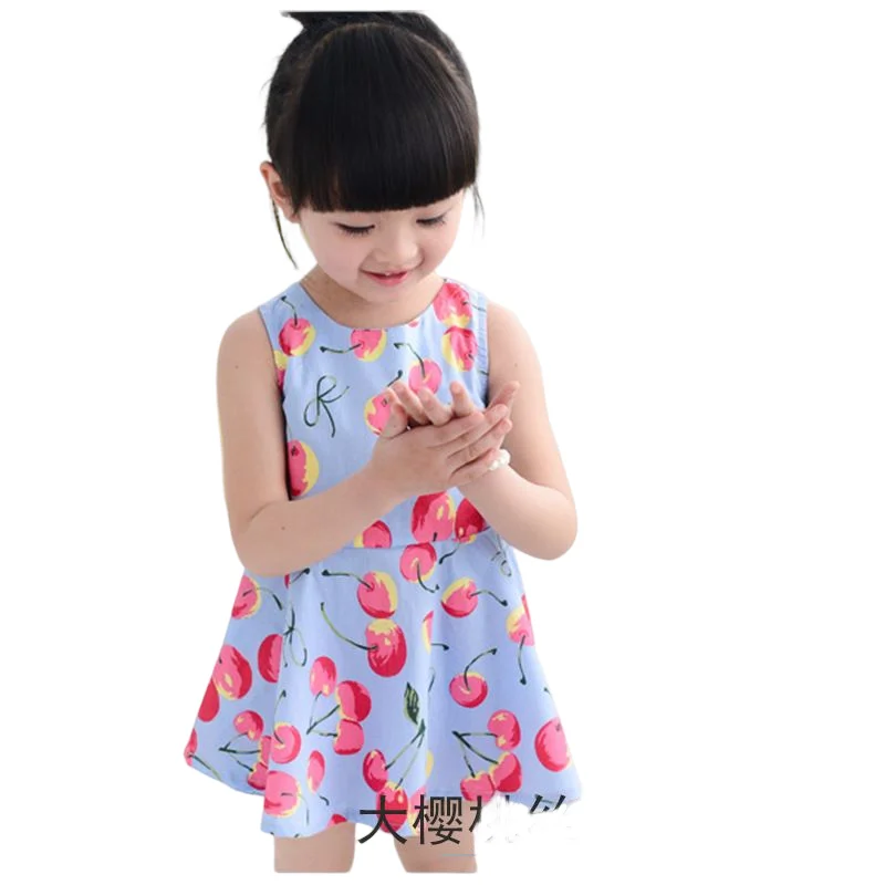 Explore Summer Girls Print Binding Rope Dress