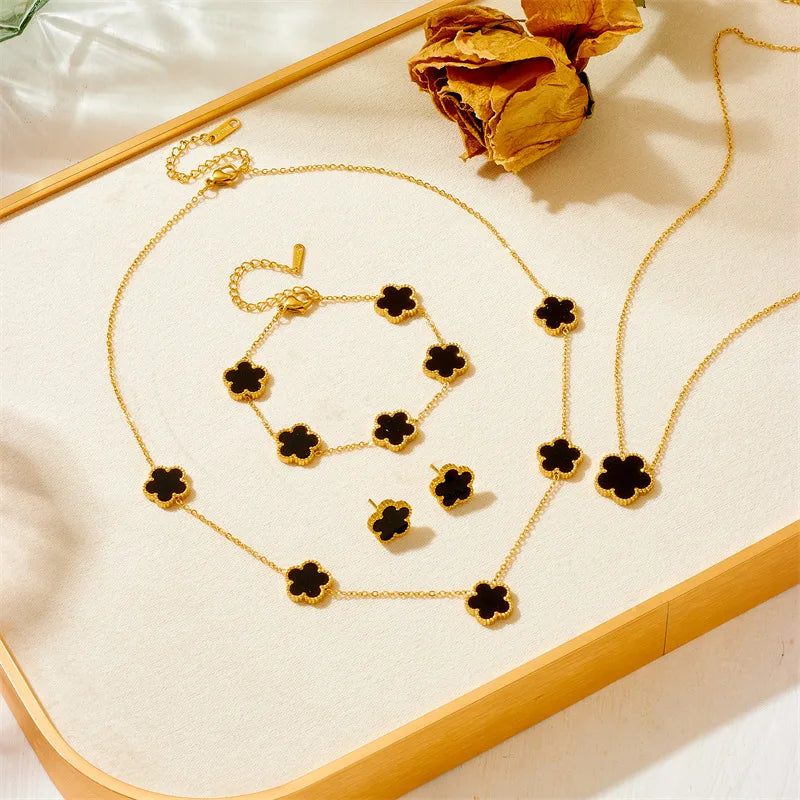 Elegent Five Leaf Flower Jewelry Set