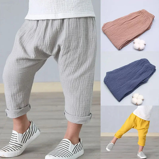 Kids' Linen Pleated Trousers | Harem Pants