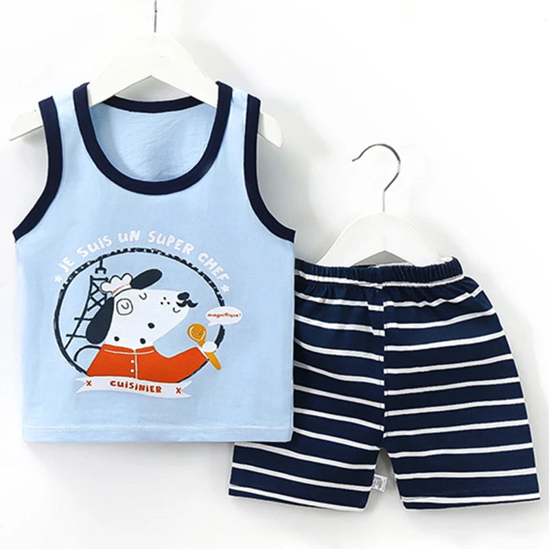 Summer Sleeveless Vest Set | T-Shirts & Shorts