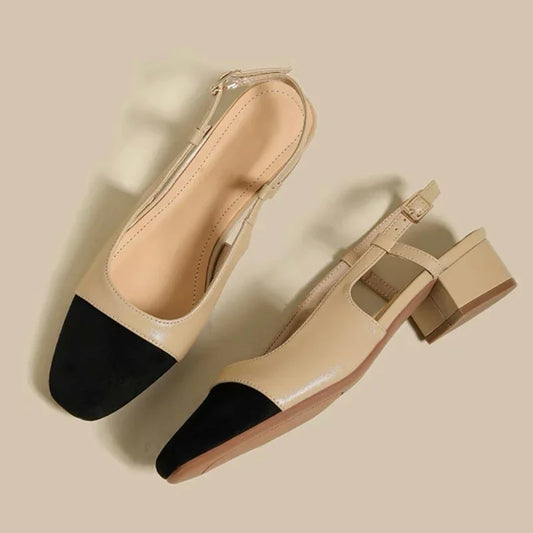 New 2024 Summer Women's Sandals Elegant Medium Heel Toe Mules Comfortable Office Women's Shoes Buckle Heels Women - Mozarto Enterprise