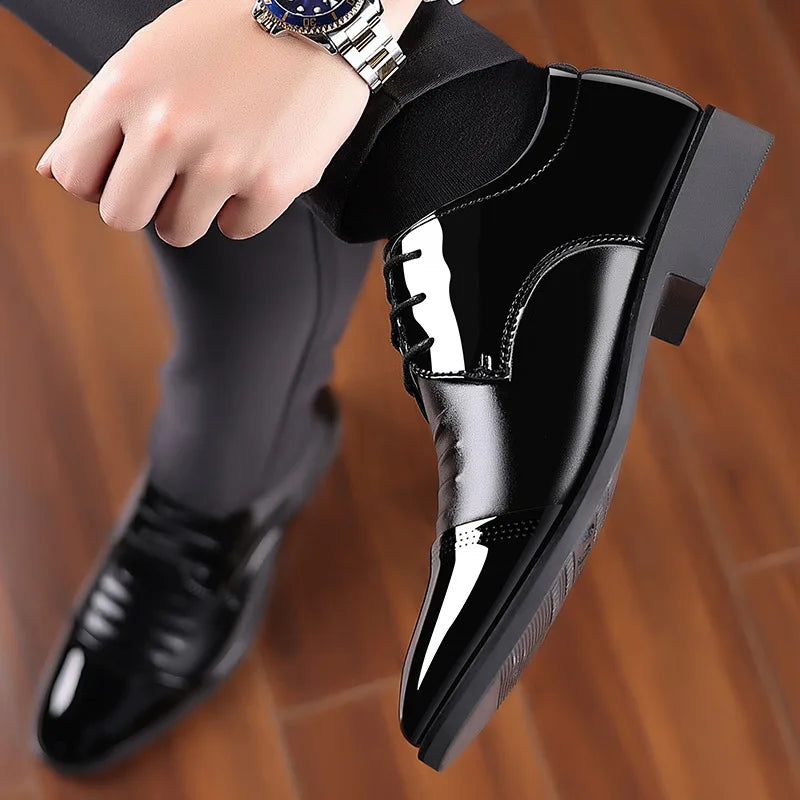 Men Dress Shoes Patent Leather Oxford Shoes Male Formal Shoes Big Size 38-48 Handsome Men Pointed Toe Shoes for Wedding - Mozarto Enterprise