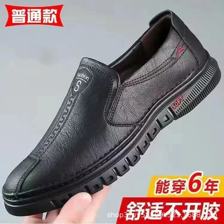 Mens Leather Shoes Slip on Soft Loafers Non Slip Breathable Driving Flats Spring Walking Office Work Shoes Mocassin Homme - Mozarto Enterprise