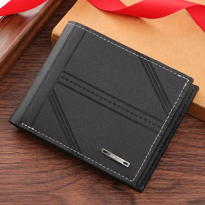 Men's Wallet Mens Short Wallet Youth Fashion Horizontal Soft Leather Business Wallet Credit ID Card Holder Wallet Billfold Purse - Mozarto Enterprise