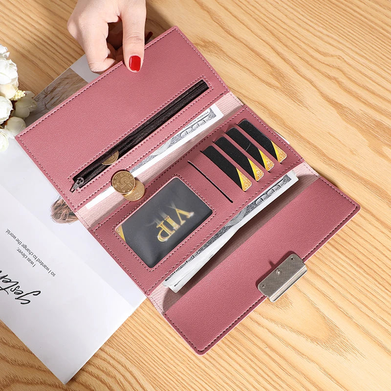 New Korean-style Long Handbag Three Fold Multi-card Slot Fashion Simple Women's Pu Leather Wallet - Mozarto Enterprise