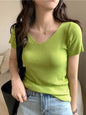 AOSSVIAO V-neck Solid Thin Summer Pullover