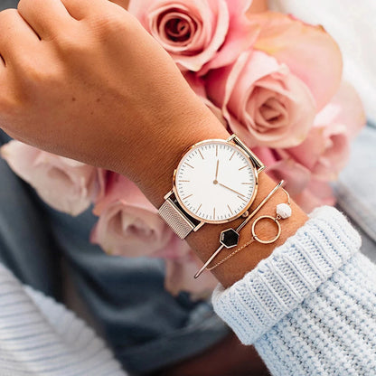  Luxury Rose Gold Watch Women Bracelet 