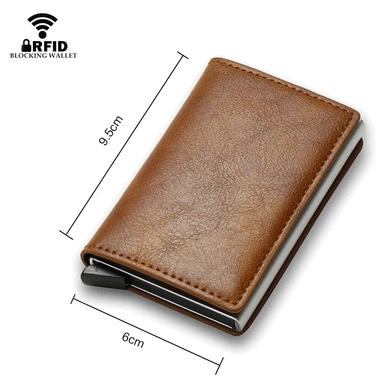 ID Card Holder Men Wallets Rfid Black Carbon Fiber Leather Minimalist Man's Purse Gifts for Men Personalized Carteira Masculina - Mozarto Enterprise