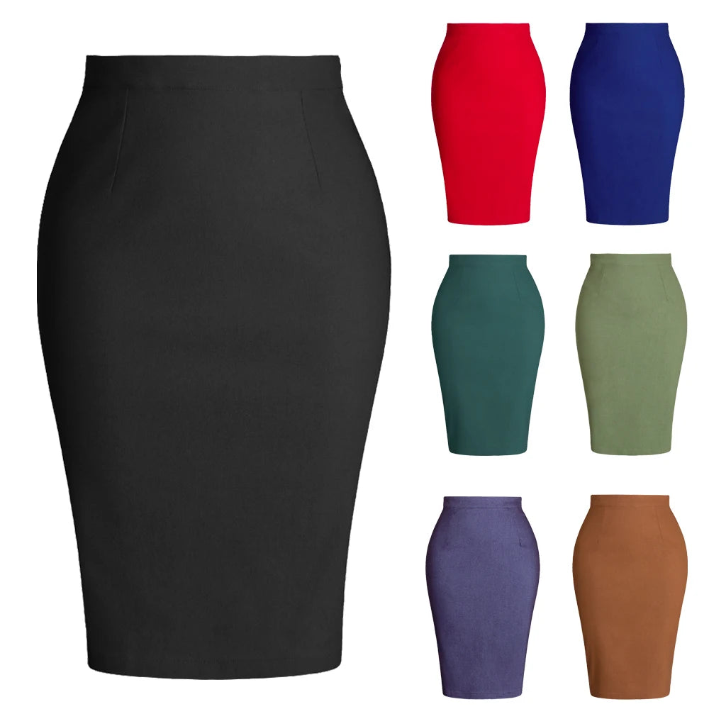 SISHION Stretch Bodycon Office Ladies Solid Black Skirt SS0028 Elegant Split Back Pencil Party Wear OL Work Skirts Womens 2024 - Mozarto Enterprise