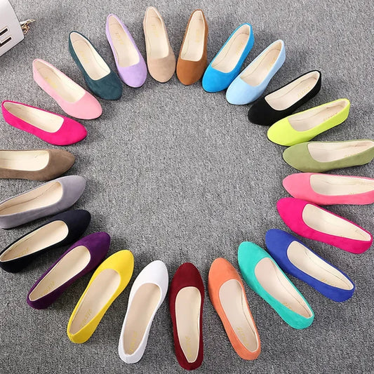 Plus Size 35-43 Women Flats Slip on Flat Shoes Candy Color Woman Boat Shoes Black Loafers Faux Suede Ladies Ballet Flats539 - Mozarto Enterprise