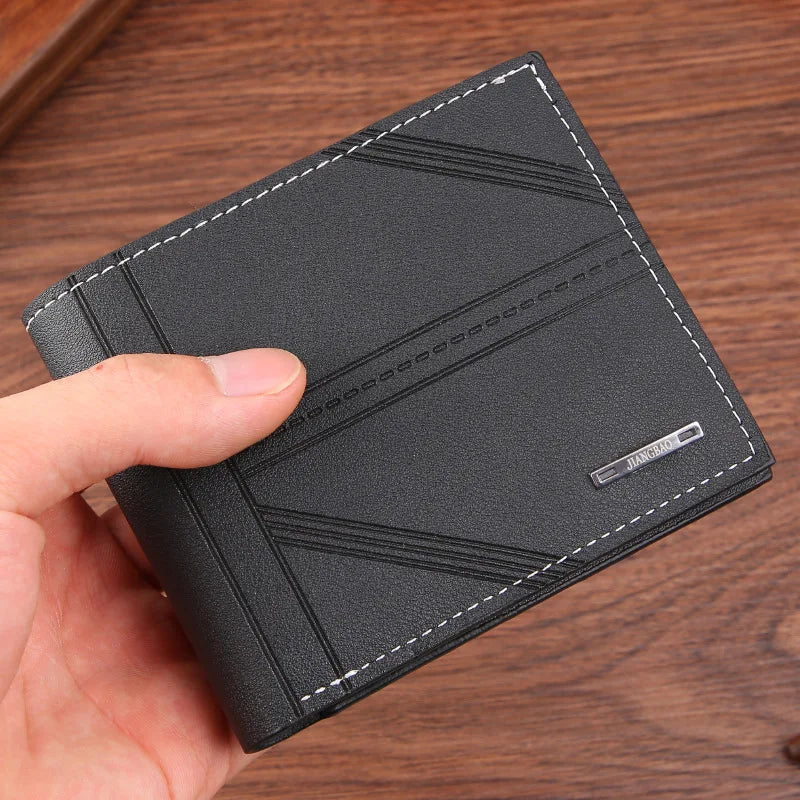 Men's Wallet Mens Short Wallet Youth Fashion Horizontal Soft Leather Business Wallet Credit ID Card Holder Wallet Billfold Purse - Mozarto Enterprise