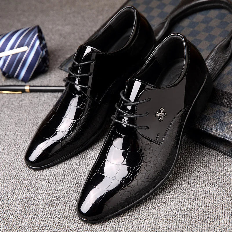 Newest italian oxford shoes for men luxury patent leather wedding shoes pointed toe dress shoes classic derbies plus size 38-48 - Mozarto Enterprise