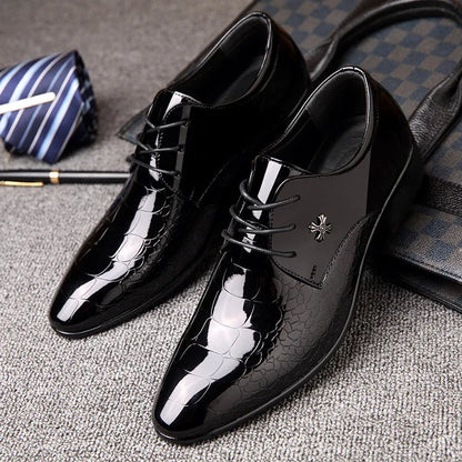 Newest italian oxford shoes for men luxury patent leather wedding shoes pointed toe dress shoes classic derbies plus size 38-48 - Mozarto Enterprise