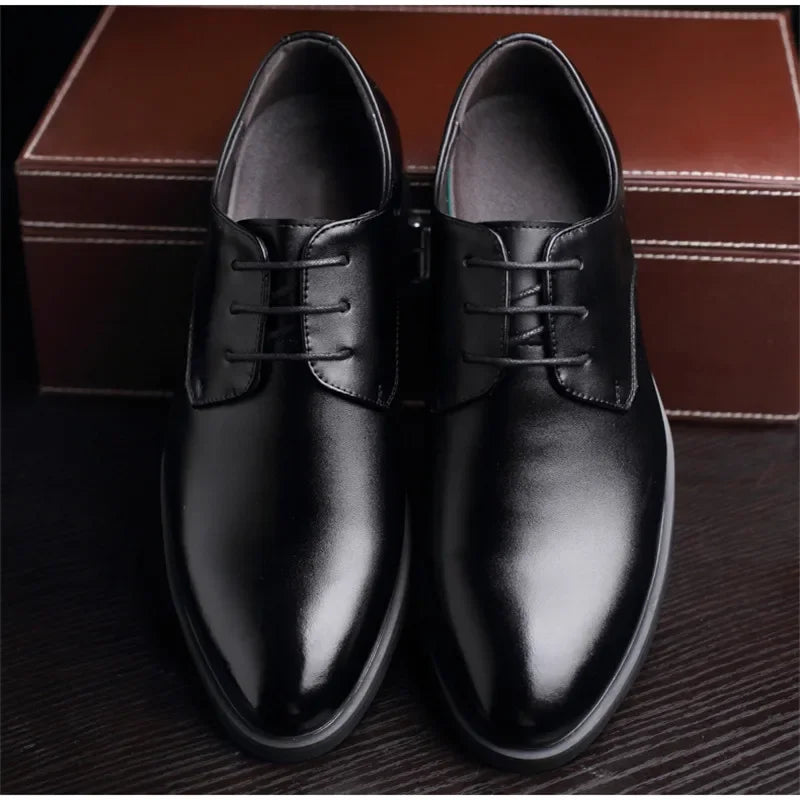 Leather Shoes for Men Formal Dress Wedding Flats British Style Casual Oxfords Non Slip Office Work Designer Shoes - Mozarto Enterprise