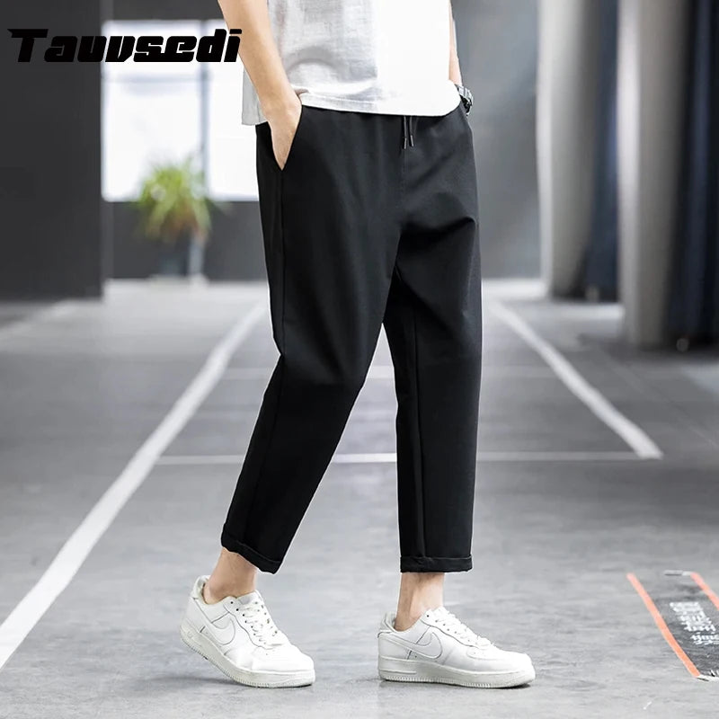 Summer Men Casual Pants Joggers Sweatpants Mens Solid Color Elastic Waist Trousers Fitness Sportswear Fashion Spring Sweatpants - Mozarto Enterprise