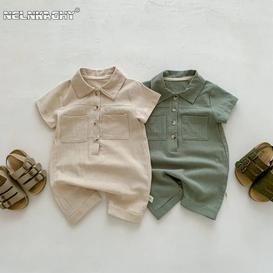 New Summer Boys' Solid Color Jumpsuits