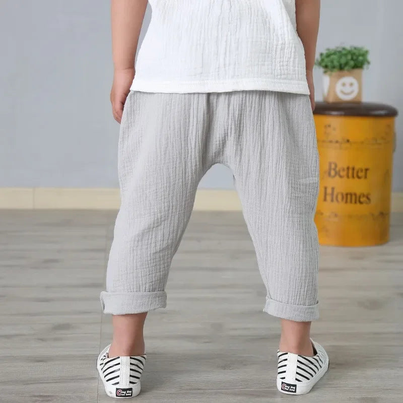 Kids' Linen Pleated Trousers | Harem Pants