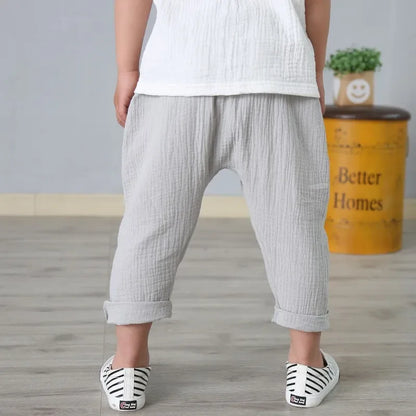 Kids' Linen Pleated Trousers | Harem Pants