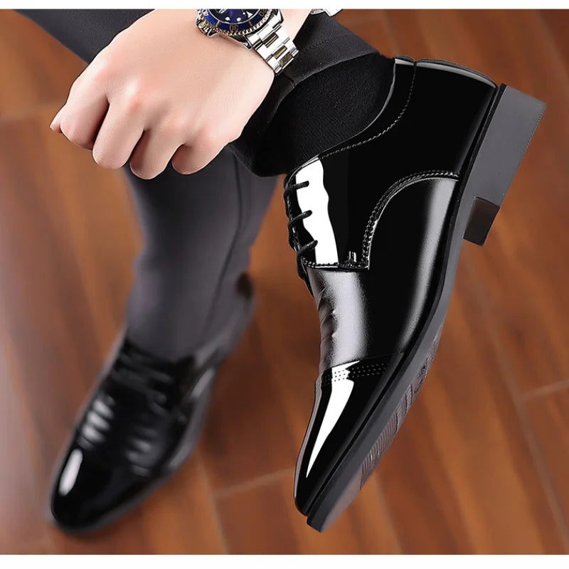 Men Dress Shoes Patent Leather Oxford Shoes Male Formal Shoes Big Size 38-48 Handsome Men Pointed Toe Shoes for Wedding - Mozarto Enterprise