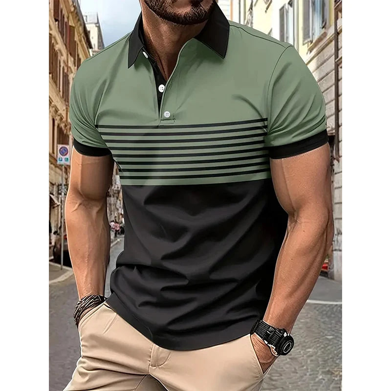 Men's Short-Sleeved Striped Polo Shirt