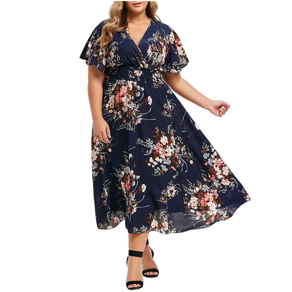 Buy Plus Size Women's Floral Chiffon Dress