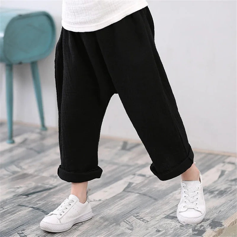 Kids' Linen Pleated Trousers | Harem Pants