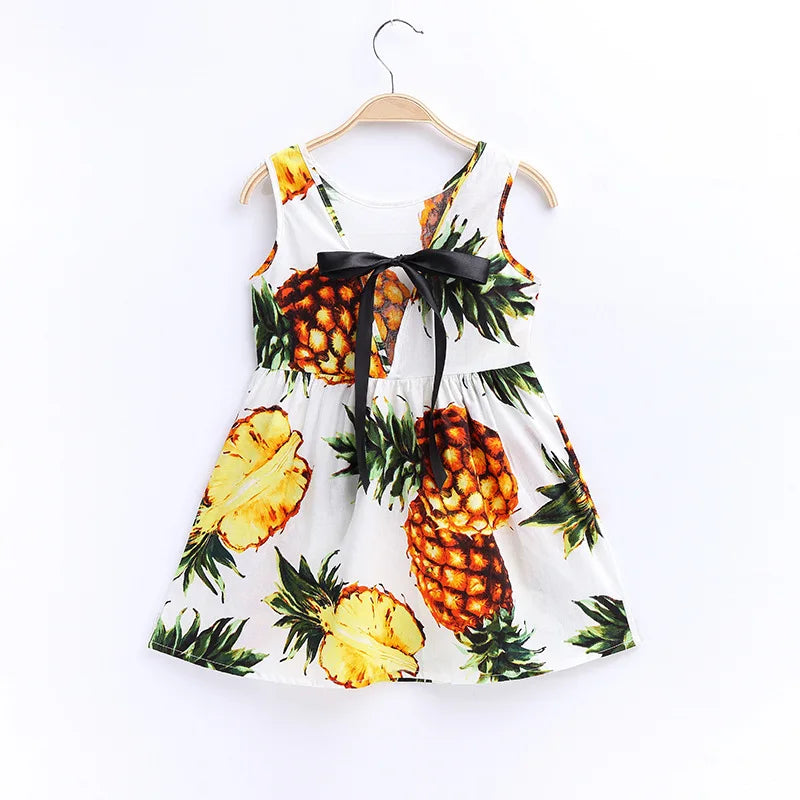 Explore Summer Girls Print Binding Rope Dress