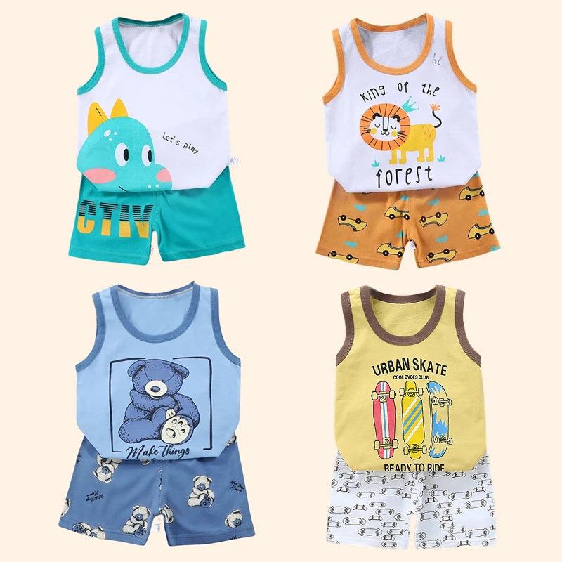 Stylish 2PCS Children's Summer Vest Suit