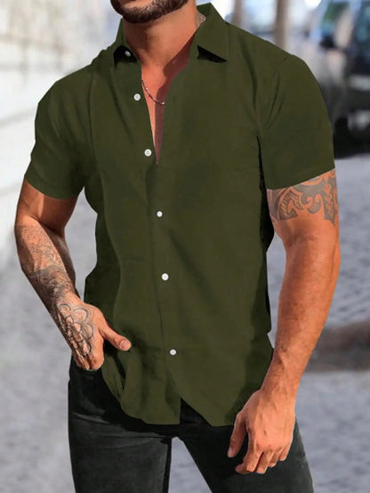 New short-sleeved shirt men's summer thin section trend Slim business casual half-sleeved shirt - Mozarto Enterprise