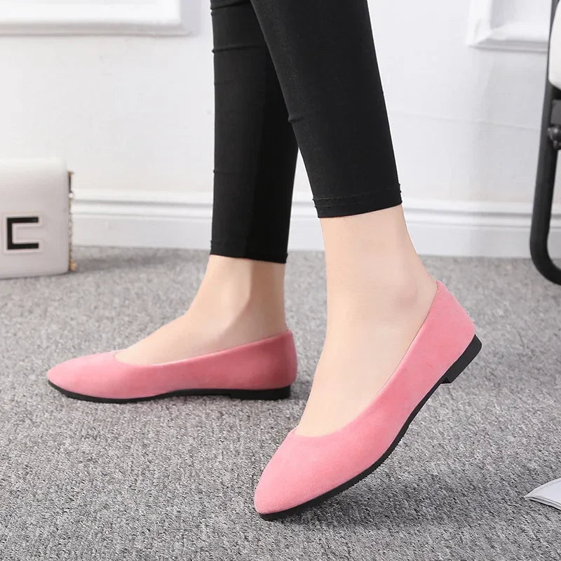 Plus Size 35-43 Women Flats Slip on Flat Shoes Candy Color Woman Boat Shoes Black Loafers Faux Suede Ladies Ballet Flats539 - Mozarto Enterprise