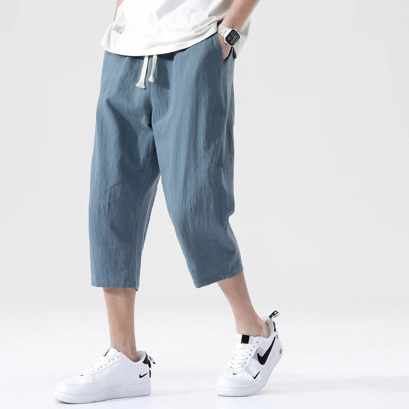 Trendy Men's Cotton Linen Casual Pants | Capris