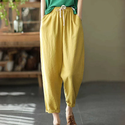 Rimocy Casual Cotton Linen Harem Pants