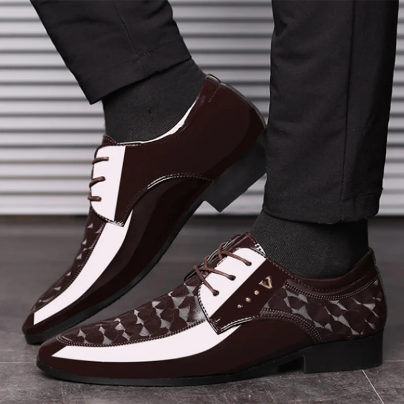 Men Shoes Formal Dress Shoe Black PU Leather Shoes Men Lace Up Point Toe Business Casual Shoes for Men Wedding Party Office - Mozarto Enterprise