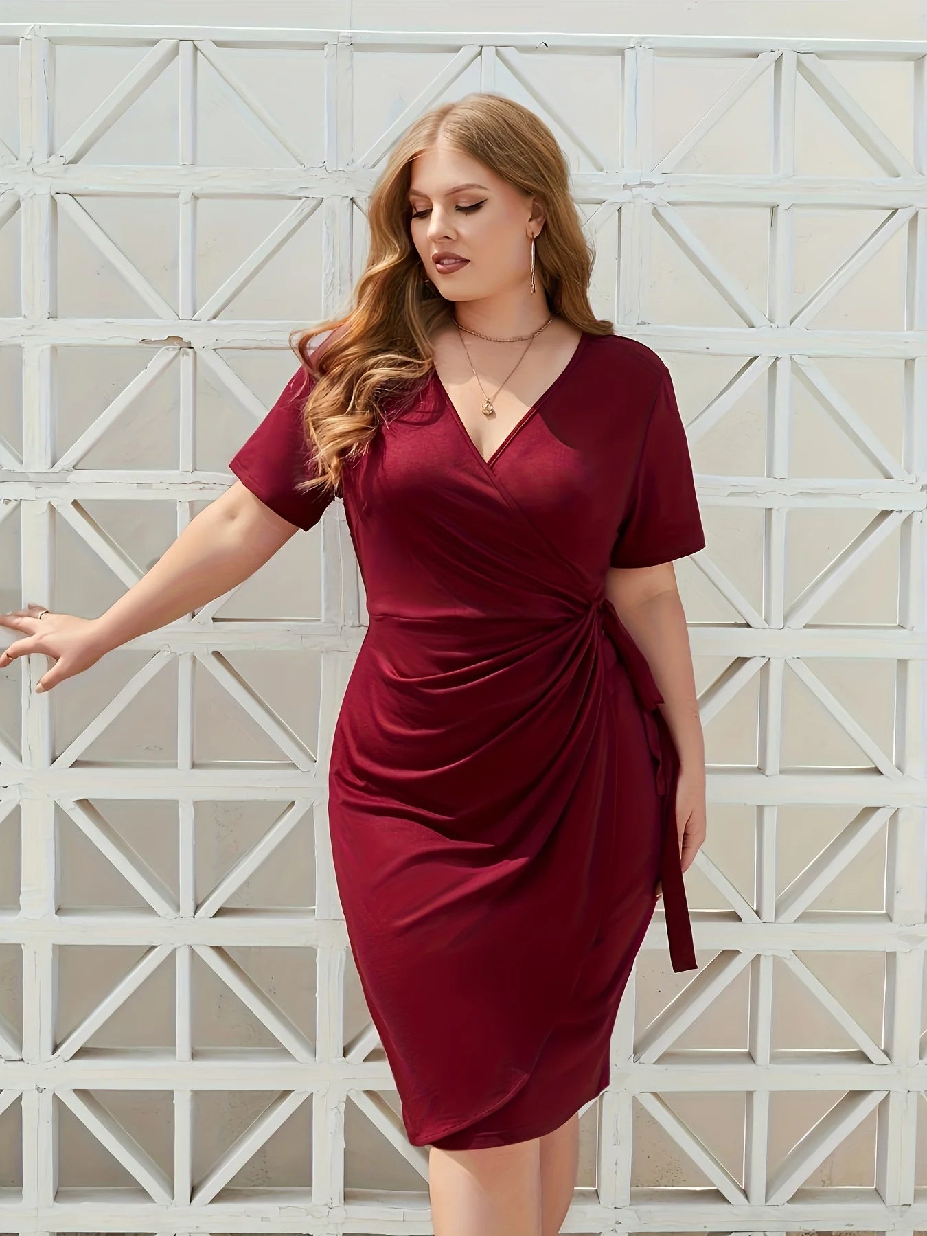 Shop Casual V-Neck Plus Size Midi Dress