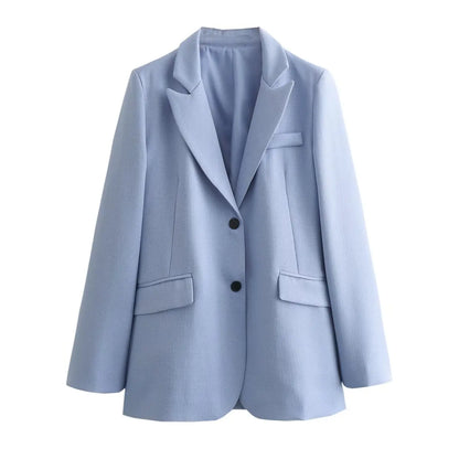 Women's Single Breasted Suit Jacket, Decorative Pocket Decoration, Top, Mid Waist, Straight Leg, New - Mozarto Enterprise