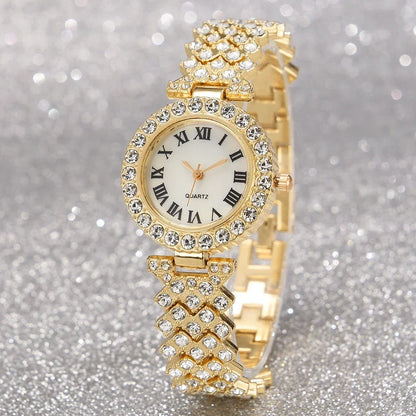 5PCS Fashion Rhinestone Jewelry & Watch Set