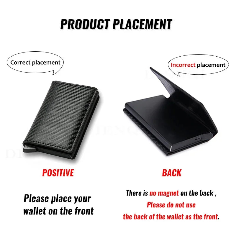 ID Card Holder Men Wallets Rfid Black Carbon Fiber Leather Minimalist Man's Purse Gifts for Men Personalized Carteira Masculina - Mozarto Enterprise