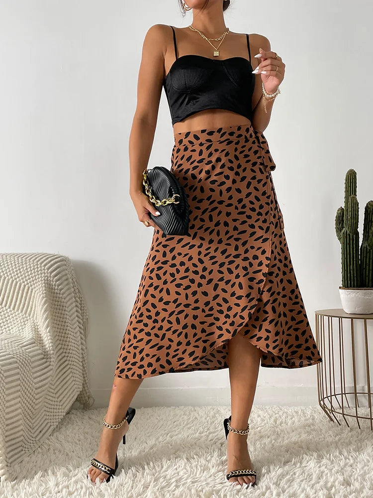 Benuynffy Boho Print Wrap Skirt | High Waist