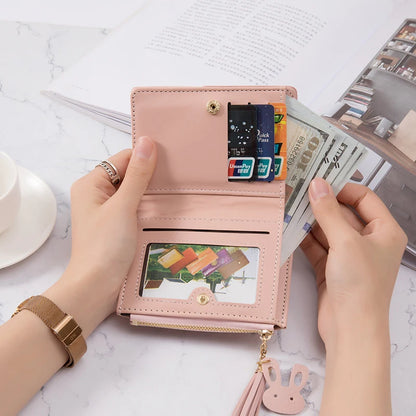 Women's Wallet PU Leather Women's Wallet Made of Leather Women Purses Card Holder Foldable Portable Lady Coin Purses - Mozarto Enterprise