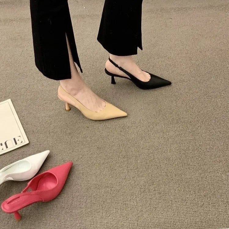 Fashion Women Sandals Party Pumps Thin High Heels Elastic Band Black White Beige Rose Summer Dress Shoes Woman Ladie Pumps - Mozarto Enterprise