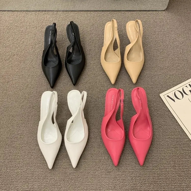 Fashion Women Sandals Party Pumps Thin High Heels Elastic Band Black White Beige Rose Summer Dress Shoes Woman Ladie Pumps - Mozarto Enterprise