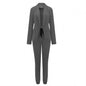 Women's Solid Color Jacket & Pants Suit Set