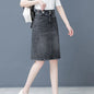 Biyaby Trendy Split Jean A-Line Skirt