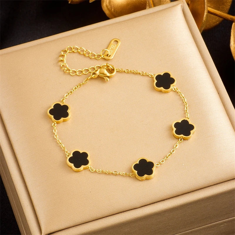 Elegent Five Leaf Flower Jewelry Set