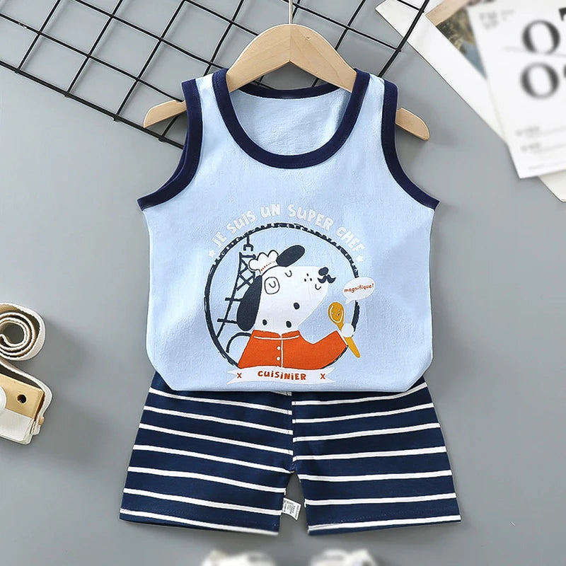 Summer Sleeveless Vest Set | T-Shirts & Shorts