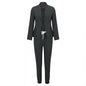 Women's Solid Color Jacket & Pants Suit Set