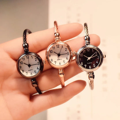 Women Watches Small Gold Bangle Bracelet Watch Stainless Steel Retro Ladies Quartz Wristwatch Clock Fashion Casual Dress Watch